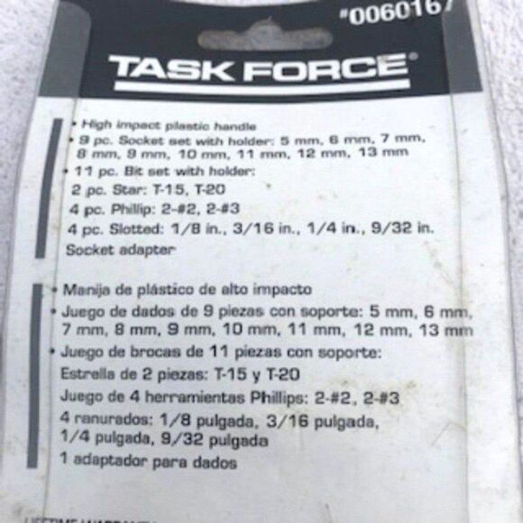 T-bar Driver Set . 21 Piece . Task Force ......... New in Package - Picture 3 of 4